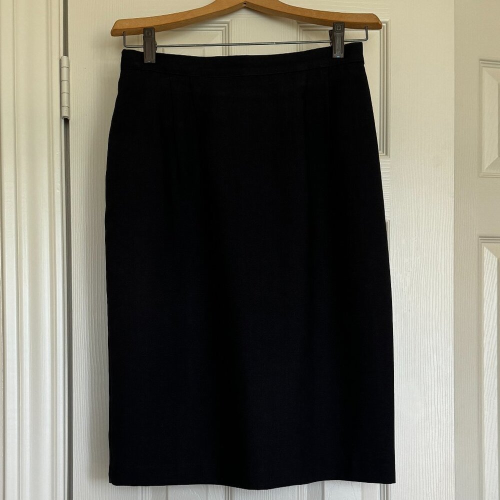 🎉HP🎉 Vintage Women’s Size 10 Black Pencil Skirt Fully Lined Kick Pleat EUC